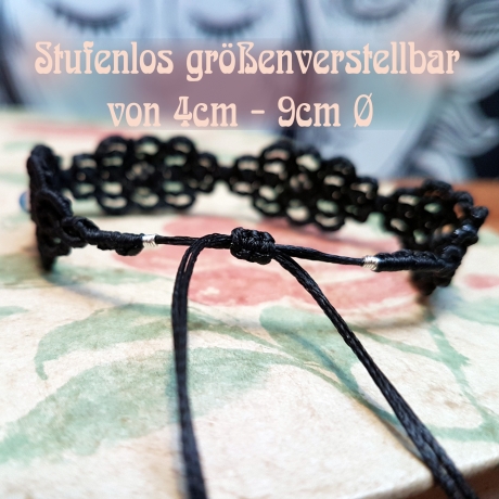 Makramee-Armband Opal-Edelstein ⛤ Floraler Hexenschmuck ⛤ Gothic