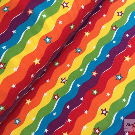 Rainbow Waves Regenbogen Sterne Baumwolljersey