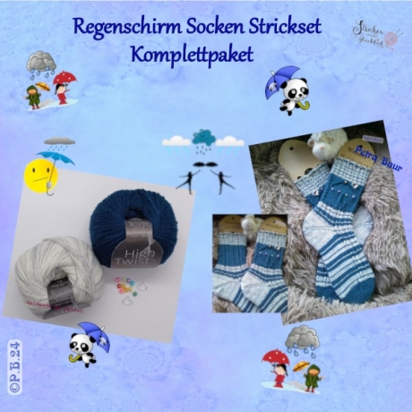 Wollset für Regenschirm Socken aus 4-fädiger HighTwist, 100g