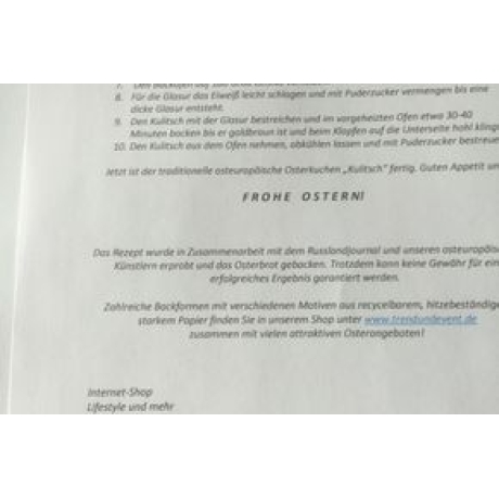 3 Backformen Osterkuchen Kulitsch für 500 Gramm Teig
