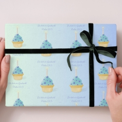 Glänzendes, robustes Geschenkpapier A2 – Handgezeichneter Cupcake