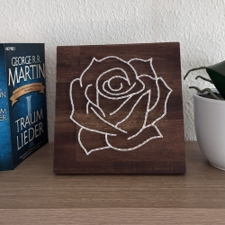 Rose Fadenbild, 20 x 20 cm