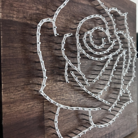 Rose Fadenbild, 20 x 20 cm
