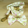 Hundehalsband, -marke, Fliege, Leine personalisiert Rosen floral