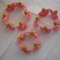 rosa Rosenreigen groß, 6 Püppchen