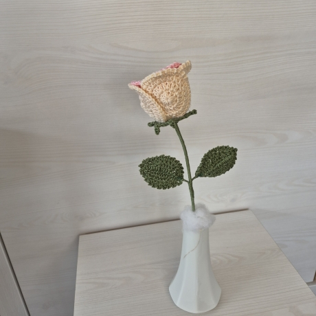Rose - rosa/weiß (Häkelblume)