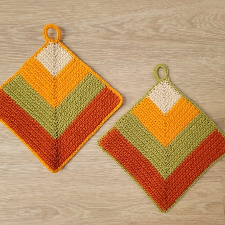 Topflappen, doppelt gearbeitet, 1 Paar, gehäkelt