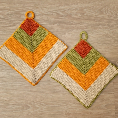 Topflappen, doppelt gearbeitet, 1 Paar, gehäkelt