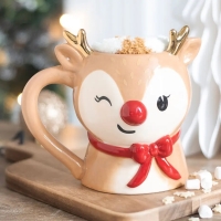 Ruby Rentier Weihnachtsbecher / Tasse mit Sterne Kuschelsocken