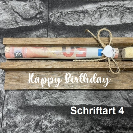 Geldgeschenk • Zum Geburtstag • Reagenzglas • Räuchereiche