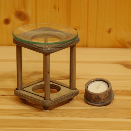 Duftlampe, Räucherlampe, Holzlaterne, taubenblau