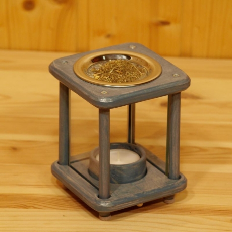 Duftlampe, Räucherlampe, Holzlaterne, taubenblau