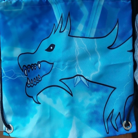 Turnbeutel, Rucksack, blau Drache