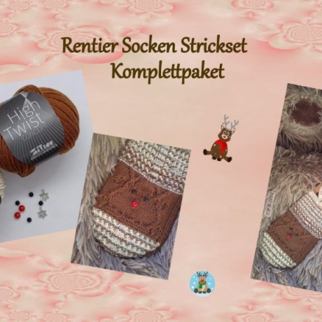 Wollset für Rentier Socken aus 4-fädiger HighTwist, 100g