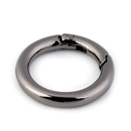 Rundkarabiner schwarz-silber 38mm / 26mm Taschenring Ring