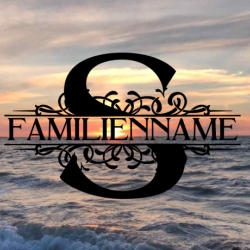 Aufkleber Monogramm S mit Familiennamen