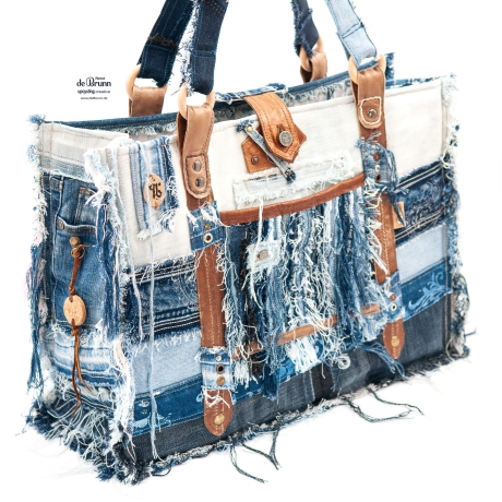High-End Designertasche - UPCYCLING Jeans-Shopper, Jeanstasche