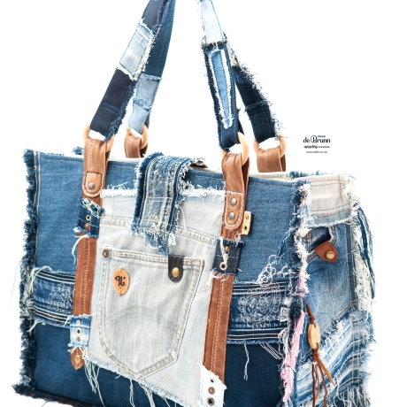 High-End Designertasche - UPCYCLING Jeans-Shopper, Jeanstasche