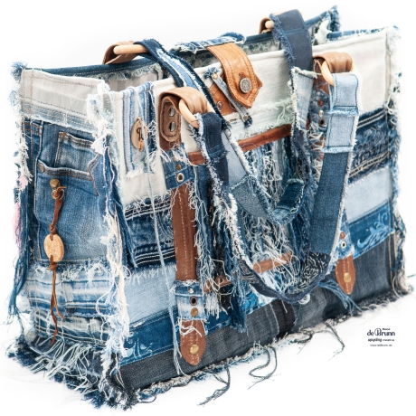 High-End Designertasche - UPCYCLING Jeans-Shopper, Jeanstasche