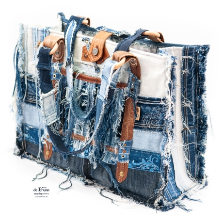 High-End Designertasche - UPCYCLING Jeans-Shopper, Jeanstasche