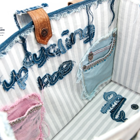 High-End Designertasche - UPCYCLING Jeans-Shopper, Jeanstasche