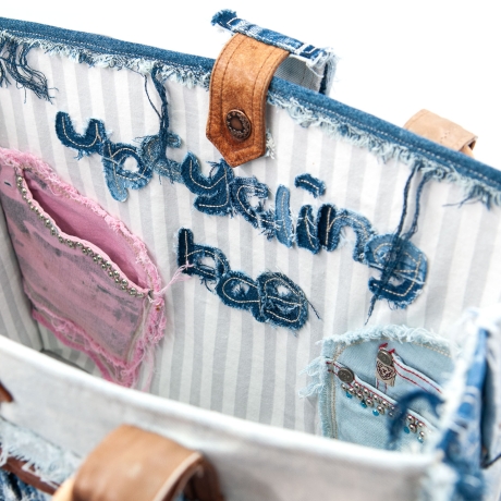 High-End Designertasche - UPCYCLING Jeans-Shopper, Jeanstasche