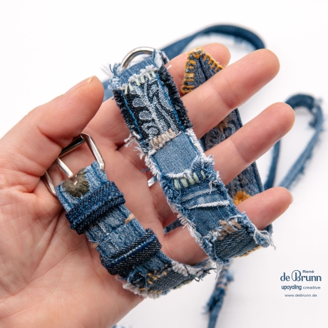 UPCYCLING Jeans Hundehalsband + Hundeleine Gr. S