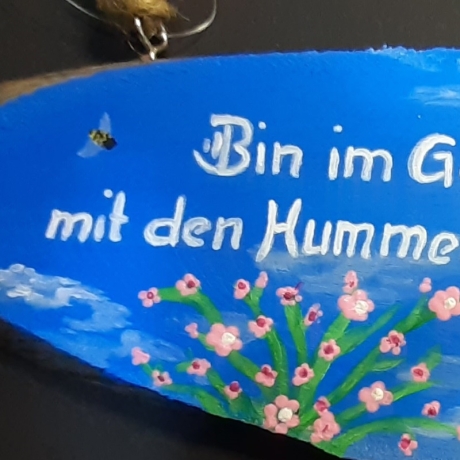 Gartenschild - Bin im Garten mit den Hummeln bummeln - Türscheibe
