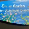 Gartenschild - Bin im Garten mit den Hummeln bummeln - Türscheibe