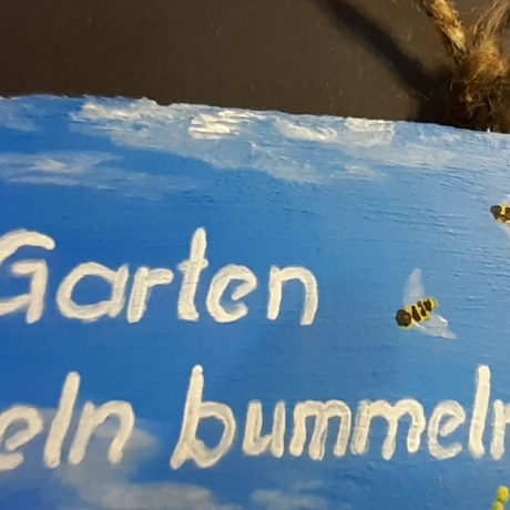 Gartenschild - Bin im Garten mit den Hummeln bummeln - Türscheibe