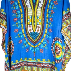 Damen-Kaftan, Handarbeit aus Bali, 110x88 cm, blau-bunt