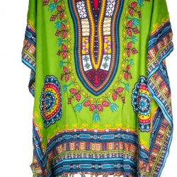 Damen-Kaftan, Handarbeit aus Bali, 110x88 cm, grün-bunt