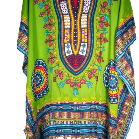 Damen-Kaftan, Handarbeit aus Bali, 110x88 cm, grün-bunt