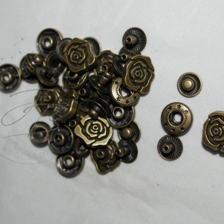 Druckknopf Motiv Rose klein aus Metall