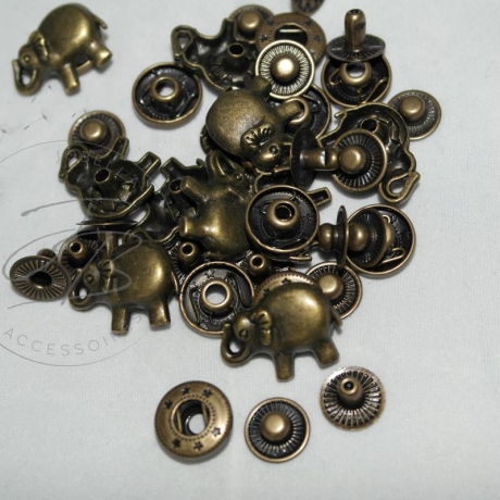 Druckknopf Motiv Elefant aus Metall