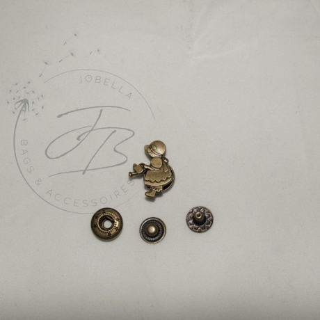 Druckknopf Motiv Blumenmädchen aus Metall