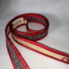 Schlüsselband rot grau beige 90cm x 3cm Qualität Satin gefasst  