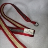 Schlüsselband rot grau beige 90cm x 3cm Qualität Satin gefasst  