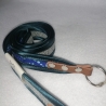 Schlüsselband petrol blau grau 90cm x 3cm Qualität satingefasst  