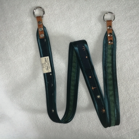 Schlüsselband petrol schwarz sterne 90x 3cm Qualität satingefasst