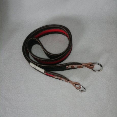 Schlüsselband rot braun Kunstleder 90 x 3cm Qualität satingefasst