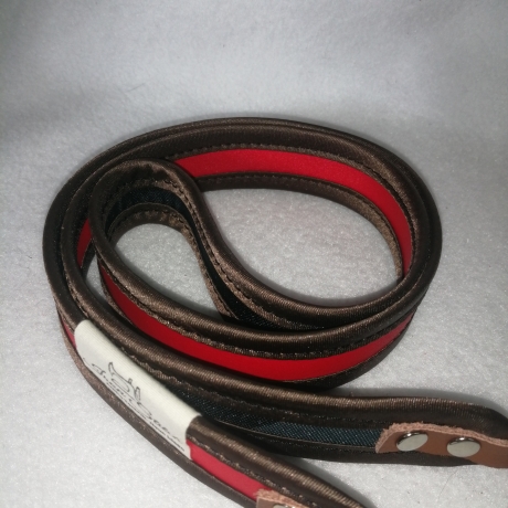 Schlüsselband rot braun Kunstleder 90 x 3cm Qualität satingefasst