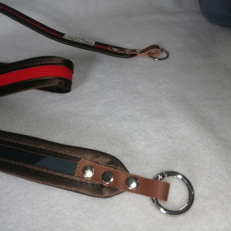 Schlüsselband rot braun Kunstleder 90 x 3cm Qualität satingefasst