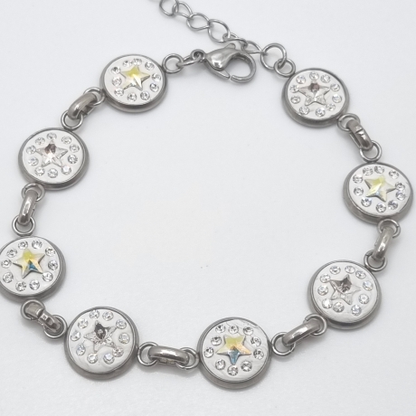 Armband Edelstahl mit Sternen Crystal AB (SCA11)