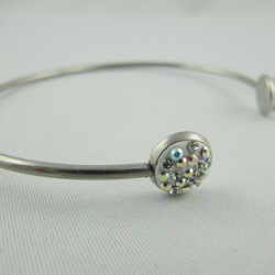 Armreif Weiß glitzer Crystal AB Edelstahl (SCA5)