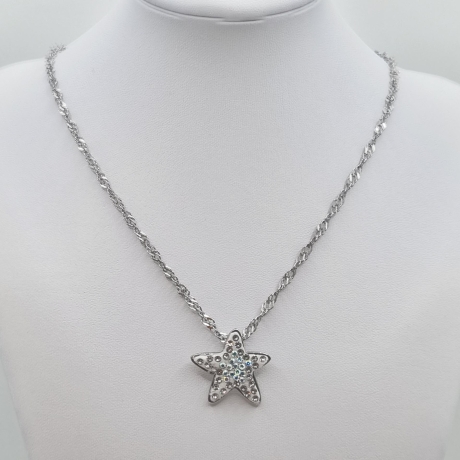 Kette mit Stern Anhänger Weiß Crystal (SCK30)