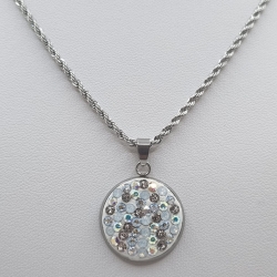 Edelstahl kette Kristalle Weiß Crystal Silver Kette (SCK38)