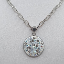 Edelstahl kette Kristalle Weiß Crystal Silver Kette (SCK38)