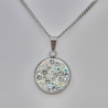 Edelstahl Kette mit Anhänger Crystal, AB, White Opal, (SCK39)