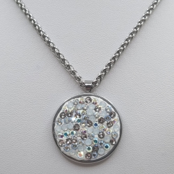 Edelstahl kette Kristalle Weiß Crystal Silver Kette (SCK42)